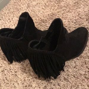Not Rated Black Fringe Booties
